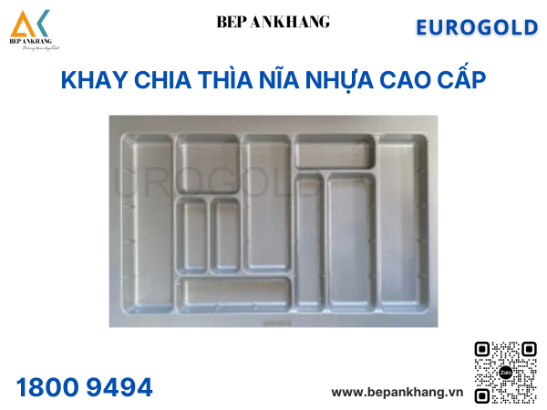 Khay chia thìa dĩa nhựa cao cấp ET600 (ETC600G) – Eurogold - MÀU XÁM